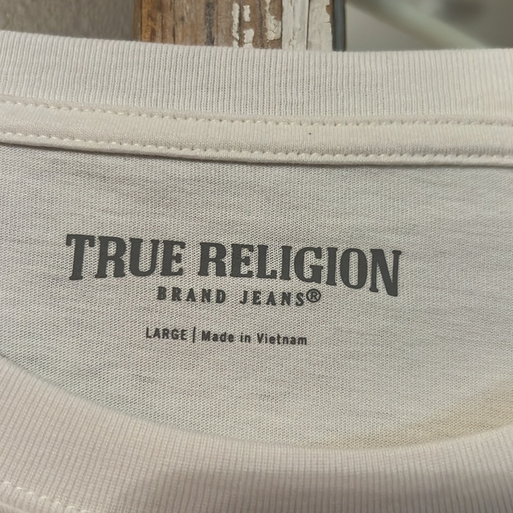 TRUE RELIGION NWT Men’s Large Vaporous Grey  Long Sleeve Pullover Shirt - Picture 3 of 9